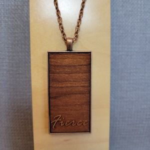FIERCE  NWT  Copper Wood Pendant Necklace Copper Link Chain USA Handcrafted